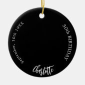 Zwart wit aangepaste foto verjaardag keramisch ornament (Voorkant)