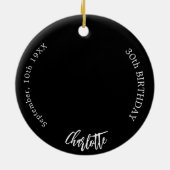 Zwart wit aangepaste foto verjaardag keramisch ornament (Achterkant)