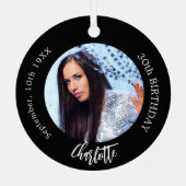 Zwart wit aangepaste foto verjaardag metalen ornament (Achterkant)