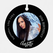 Zwart wit aangepaste foto verjaardag metalen ornament (Voorkant)