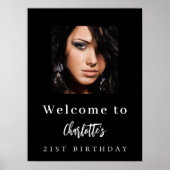 Zwart wit aangepaste foto verjaardagsfeestje welko poster (Voorkant)