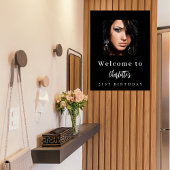 Zwart wit aangepaste foto verjaardagsfeestje welko poster