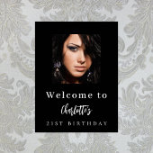 Zwart wit aangepaste foto verjaardagsfeestje welko poster