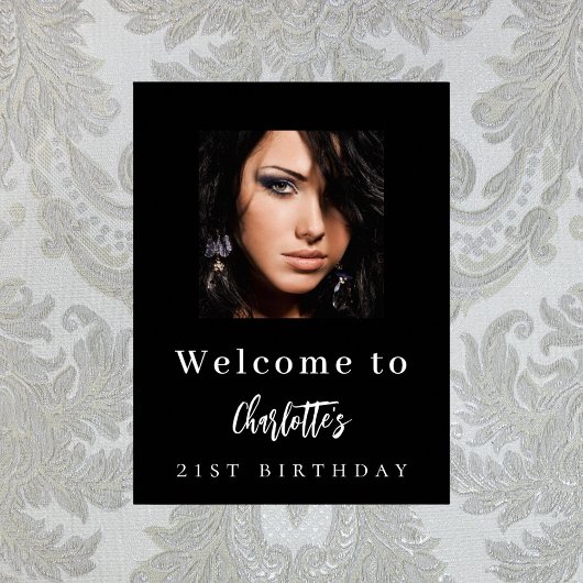 Zwart wit aangepaste foto verjaardagsfeestje welko poster