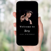 Zwart wit aangepaste foto verjaardagsfeestje welko poster