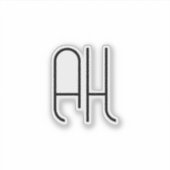 Zwart-wit aangepaste initialen eenvoudig sticker (Voorkant)