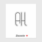 Zwart-wit aangepaste initialen eenvoudig sticker (Vel)