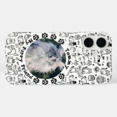 Zwart-wit aangepaste kattenfoto en naam  Case-Mate iPhone case (Achterkant (horizontaal))