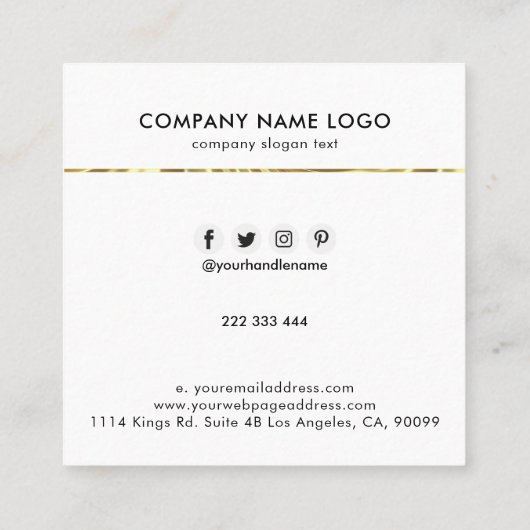 Zwart Wit Aangepaste Logo QR Code Minimaal Modern Vierkante Visitekaartje (Achterkant)