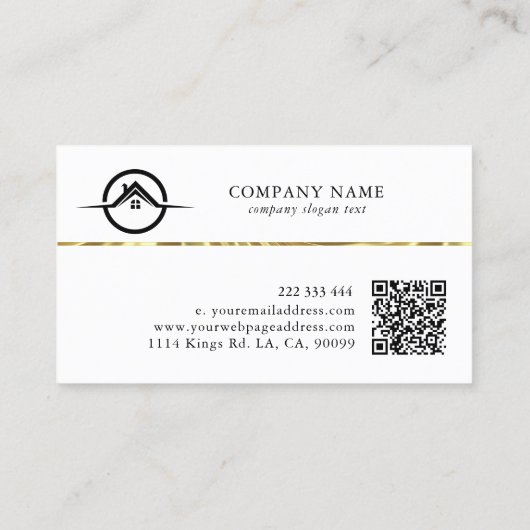 Zwart Wit Aangepaste Logo QR Code Minimaal Modern Visitekaartje (Achterkant)