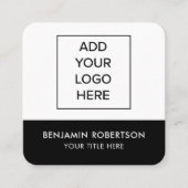 Zwart Wit Aangepaste Logo QR Code Modern Eenvoudig Contactkaartje (Voorkant)