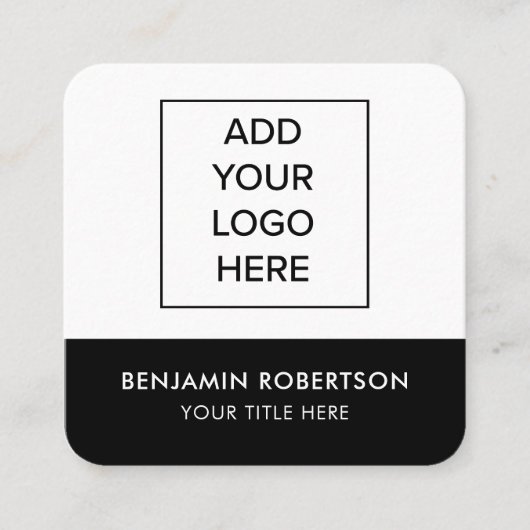 Zwart Wit Aangepaste Logo QR Code Modern Eenvoudig Contactkaartje (Voorkant)