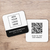 Zwart Wit Aangepaste Logo QR Code Modern Eenvoudig Contactkaartje
