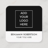 Zwart Wit Aangepaste Logo QR Code Modern Eenvoudig Contactkaartje (Voorkant)