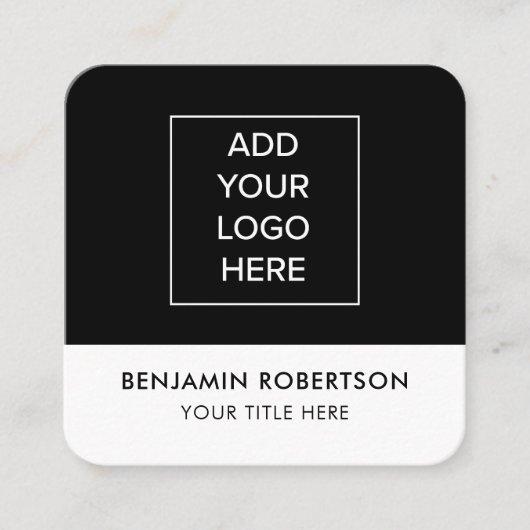 Zwart Wit Aangepaste Logo QR Code Modern Eenvoudig Contactkaartje (Voorkant)