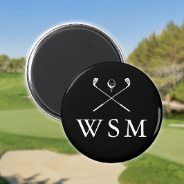 Zwart-Wit Aangepaste Monogram Golfclubs Magneet