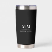 Zwart wit aangepaste monogram initialen naam geïsoleerde drinkbeker (Voorkant)