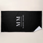 Zwart wit aangepaste monogram initialen naam strandlaken