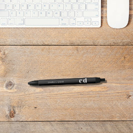 Zwart wit aangepaste monogram naam minimalistisch  zwarte inkt pen