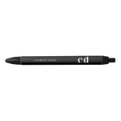 Zwart wit aangepaste monogram naam minimalistisch  zwarte inkt pen (Voorkant)