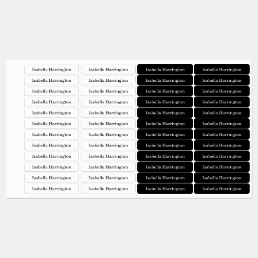 Zwart/Wit Aangepaste naam Iron-On stof kleding Labels (Vel)