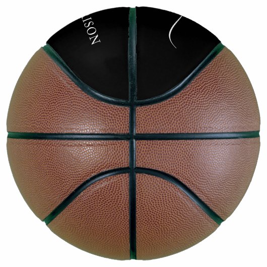 Zwart Wit Aangepaste Naam Monogram Basketbal (Rechts)