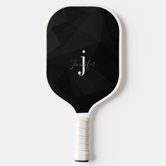 Zwart-wit Aangepaste Naam Monogram Initialen Pickleball Paddle (Achterkant)