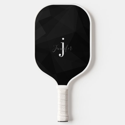 Zwart-wit Aangepaste Naam Monogram Initialen Pickleball Paddle (Voorkant)