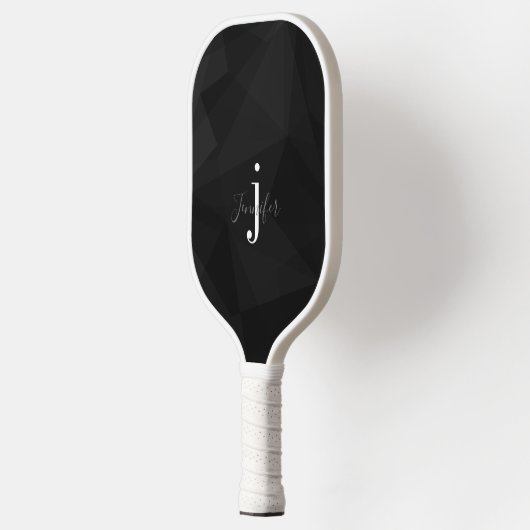 Zwart-wit Aangepaste Naam Monogram Initialen Pickleball Paddle (Links)