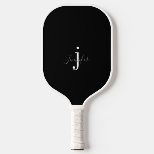 Zwart-wit Aangepaste Naam Monogram Initialen Pickleball Paddle (Voorkant)