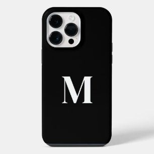 Zwart Wit Aangepaste Naam Monogram Stijlvol Elegan iPhone 14 Pro Max Hoesje