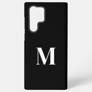 Zwart Wit Aangepaste Naam Monogram Stijlvol Elegan Samsung Galaxy Hoesje