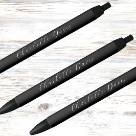 Zwart wit aangepaste naam script elegant zwarte inkt pen