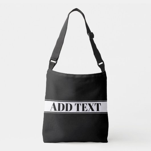 Zwart & Wit Aangepaste Naam Streep Crossbody Tas (Voorkant)