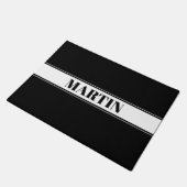 Zwart & Wit Aangepaste Naam Streep Deurmat (Schuin)