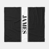 Zwart & Wit Aangepaste Naam Streep Fleece Deken (Voorkant (Horizontaal))