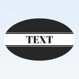 Zwart & Wit Aangepaste Naam Streep Ovale Sticker