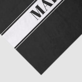 Zwart & Wit Aangepaste Naam Streep Tissuepapier (Detail)