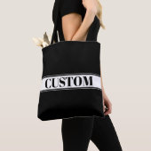 Zwart & Wit Aangepaste Naam Streep Tote Bag (Dichtbij)