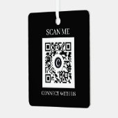 Zwart-wit aangepaste QR-code kerst Metalen Ornament (Voorkant links)