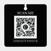 Zwart-wit aangepaste QR-code kerst Metalen Ornament (Voorkant)