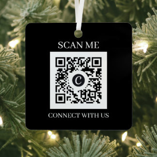 Zwart-wit aangepaste QR-code kerst Metalen Ornament