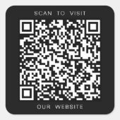 Zwart-wit aangepaste QR-code website zakelijke sti Vierkante Sticker (Voorkant)