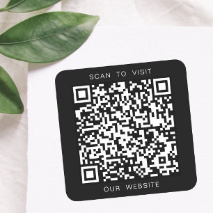 Zwart-wit aangepaste QR-code website zakelijke sti Vierkante Sticker