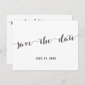 Zwart-wit aangepaste Save the Date-ansichtkaart Aankondigingskaart (Voorkant / Achterkant)