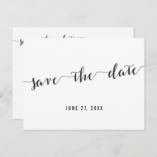 Zwart-wit aangepaste Save the Date-ansichtkaart Aankondigingskaart (Voorkant / Achterkant)