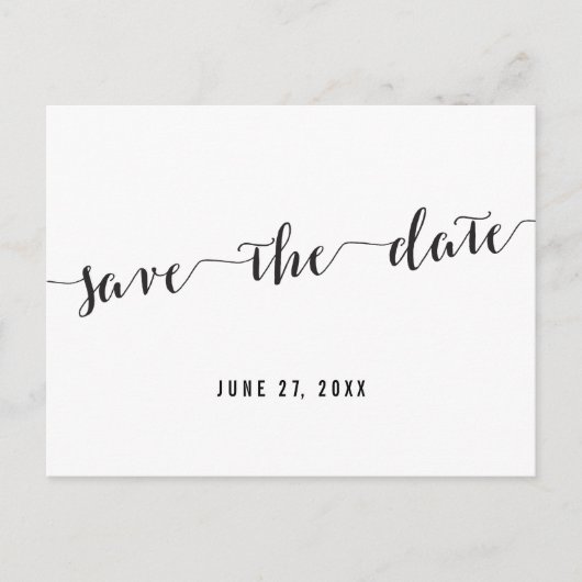 Zwart-wit aangepaste Save the Date-ansichtkaart Aankondigingskaart (Voorkant)
