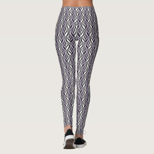 Zwart wit aangepaste stripe grafisch patroon leggi leggings (Achterkant)