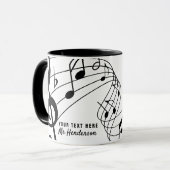 Zwart & Wit Aangepaste Tekst Muziek Docent/Student Mok (Voorkant links)
