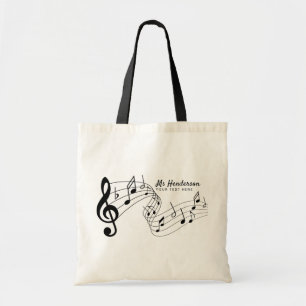 Zwart & Wit aangepaste tekst muziek leraar/student Tote Bag